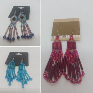 NEW 3 PAIR HANDMADE BEADED ASSORTED EARRINGS